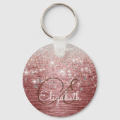 バラ金ゴールドブラッシュド金属銀グリッターモノグラム キーホルダー (裏面)