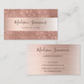 バラ金ゴールドブラッシュメタルグリッタースパークルスクリプト 名刺 (正面/裏面)