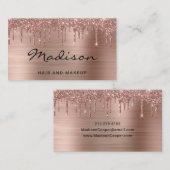 バラ金ゴールドブラッシュメタルグリッタードリップヘア&メイクアップ 名刺 (正面/裏面)