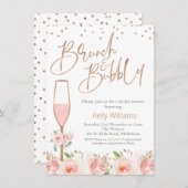 バラ金ゴールドブランチバブリーフローラブライダルシャワー 招待状 (正面/裏面)
