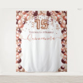 バラ金ゴールドブルガンディグラムキンセアニェラバルーン タペストリー (正面)