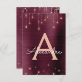 バラ金ゴールドブルガンディスパークルSweet sixteen誕生日 招待状 (正面/裏面)