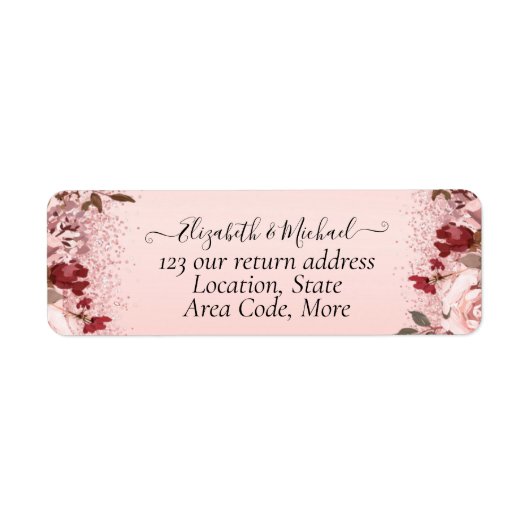 バラ金ゴールドブルガンディーピンク結婚フローラ ラベル (正面)