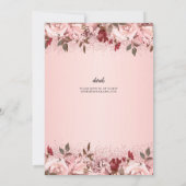 バラ金ゴールドブルガンディーピンク結婚フローラ 招待状 (裏面)