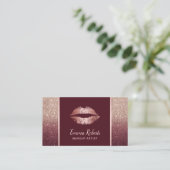 バラ金ゴールドブルグンディグラデーションシック・リップメイクアップアーティスト 名刺 (スタンド正面)