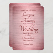 バラ金ゴールドブルグンディグラデーションピンク結婚ズ 招待状 (正面/裏面)