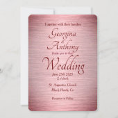 バラ金ゴールドブルグンディグラデーションピンク結婚ズ 招待状 (正面)