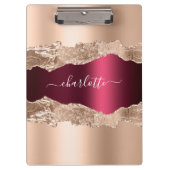 バラ金ゴールドブルゴーニュアガテ大理石名グラマラス クリップボード (正面)