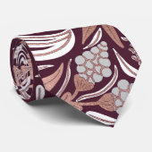 バラ金ゴールドブルゴーニュフローライラストレーションパターン ネクタイ (ロール)