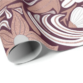 バラ金ゴールドブルゴーニュフローライラストレーションパターン ラッピングペーパー (ロールコーナー)