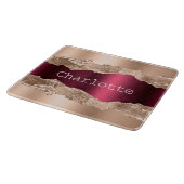 バラ金ゴールドブルゴーニュ石の大理石名エレガント カッティングボード (角)