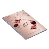 バラ金ゴールドブルゴーニュ花模様モノグラム星 ノートブック (右側)