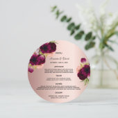 バラ金ゴールドブルゴーニュ花模様結婚のメニューカード 招待状 (スタンド正面)