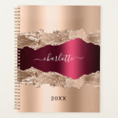 バラ金ゴールドブルゴーニュ金属アガート大理石名2025 プランナー手帳 (正面)