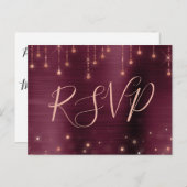 バラ金ゴールドブルゴーニュSparkle RSVP応答 インビテーションポストカード (正面/裏面)
