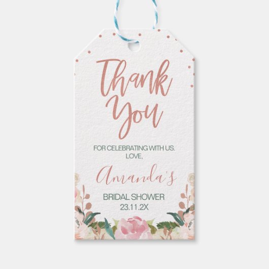 バラ金ゴールドブルンチバブリーブライダルシャワー ギフトタグ (正面)