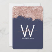 バラ金ゴールドブルーガーリーグリッター任意の年誕生日 招待状 (裏面)