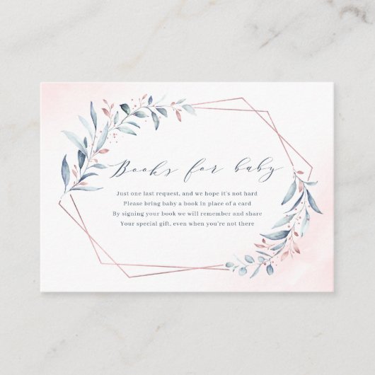 バラ金ゴールドブルーグリーンリー幾何学図書リクエスト エンクロージャーカード (正面)