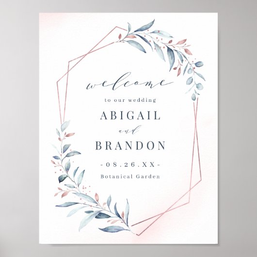 バラ金ゴールドブルーグリーン結婚リー幾何学記号 ポスター (正面)