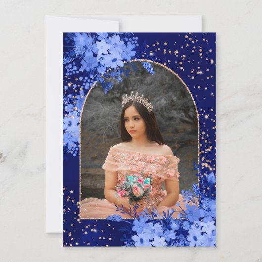 バラ金ゴールドブルーフローラティアラ王女キンセアニェラ 招待状 (裏面)