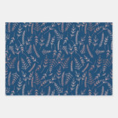 バラ金ゴールドブルーボタニカルすべての行事 ラッピングペーパーシート (正面3)