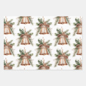 バラ金ゴールドブロンズクリスマスベル ラッピングペーパーシート (正面3)