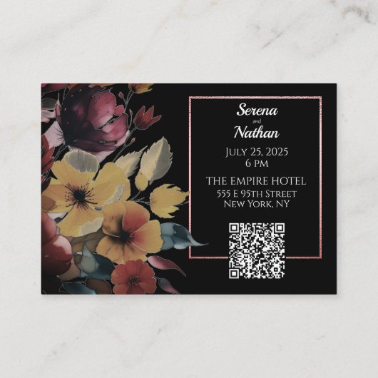 バラ金ゴールドブーケQRコード結婚の詳細 エンクロージャーカード (裏面)