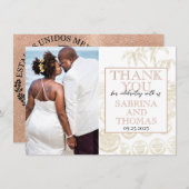 バラ金ゴールドプエルタ結婚バラルタの写真ありがとう サンキューカード (正面/裏面)