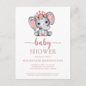 バラ金ゴールドプリンセスエレファントベビーガール インビテーションポストカード (正面)