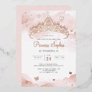 バラ金ゴールドプリンセスガールズバースデーパーティー 箔招待状