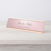 バラ金ゴールドプロフェッショナルモダンテンプレートエレガント デスクネームプレート (正面)