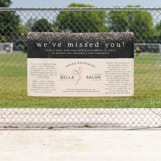 バラ金ゴールドヘアサロングランドリオープニングコビデセーフティ 横断幕 (インサイチュ)