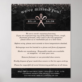 バラ金ゴールドヘアサロンCovid意識安全 ポスター