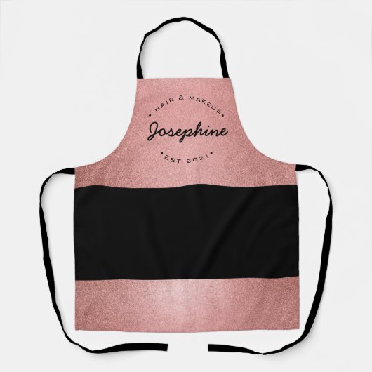 バラ金ゴールドヘアメイクアップビジネスタイポグラフィエプロン エプロン (正面)