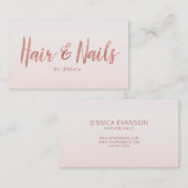 バラ金ゴールドヘア爪、 ネイル美しいサロン美容師 名刺 (正面/裏面)