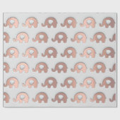 バラ金ゴールドベビーガールブルーパステルグレー3Dゾウ ラッピングペーパー (フラット)