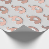 バラ金ゴールドベビーガールブルーパステルグレー3Dゾウ ラッピングペーパー (角)