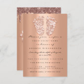 バラ金ゴールドベビーガールボーイシャワー足ドリップ 招待状 (正面/裏面)