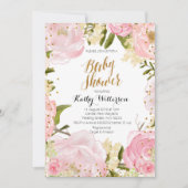 バラ金ゴールドベビーシャワーの招待状 招待状 (正面)