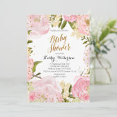 バラ金ゴールドベビーシャワーの招待状 招待状 (スタンド正面)