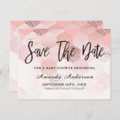 バラ金ゴールドベビーシャワーの日付を保存 案内ポストカード (正面/裏面)