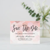 バラ金ゴールドベビーシャワーの日付を保存 案内ポストカード (スタンド正面)