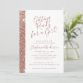 バラ金ゴールドベビーシャワーピンクグリッターモダンシンプル 招待状 (スタンド正面)