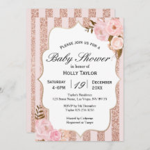 バラ金ゴールドベビーシャワー招待状