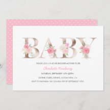 バラ金ゴールドベビーシャワー招待状