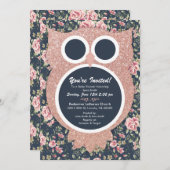 バラ金ゴールドベビーシャワー招待状 招待状 (正面/裏面)