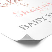 バラ金ゴールドベビーシャワー歓迎サイン ポスター (角)