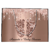 バラ金ゴールドベビーシャワー足ボーイガール名 ラージペーパーバッグ (裏面)