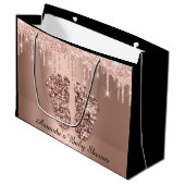 バラ金ゴールドベビーシャワー足ボーイガール名 ラージペーパーバッグ (正面アングル)