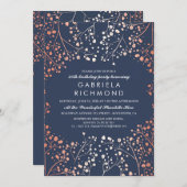 バラ金ゴールドベビーズブレスエレガントバースデーパーティー 招待状 (正面/裏面)